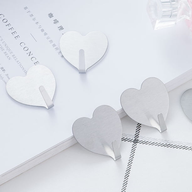 Ganchos de Acero inoxidable BuyWeek 10 piezas en forma de corazón adhesivos