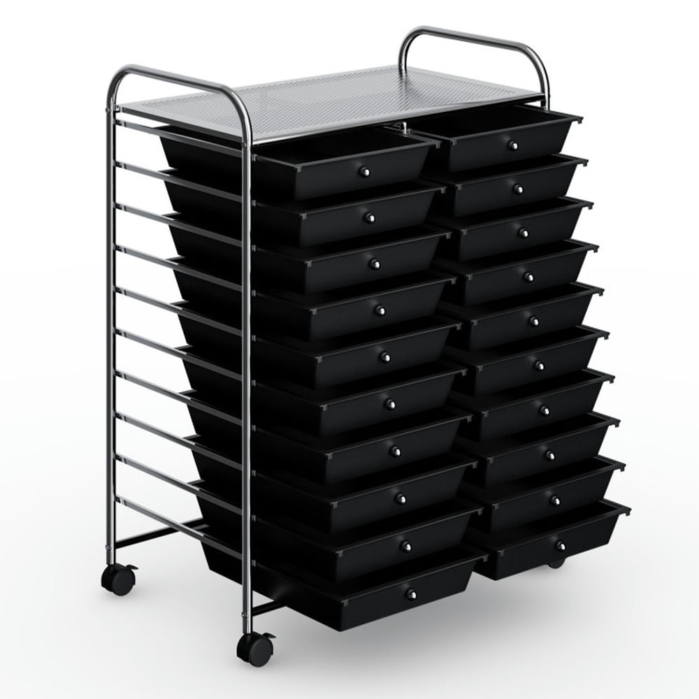 Spaco 20 Drawers Storage Rolling Cart Studio Organizer-Black, Craft Organizers and Storage, Multipurpose Organizer Cart for Home, Office, School