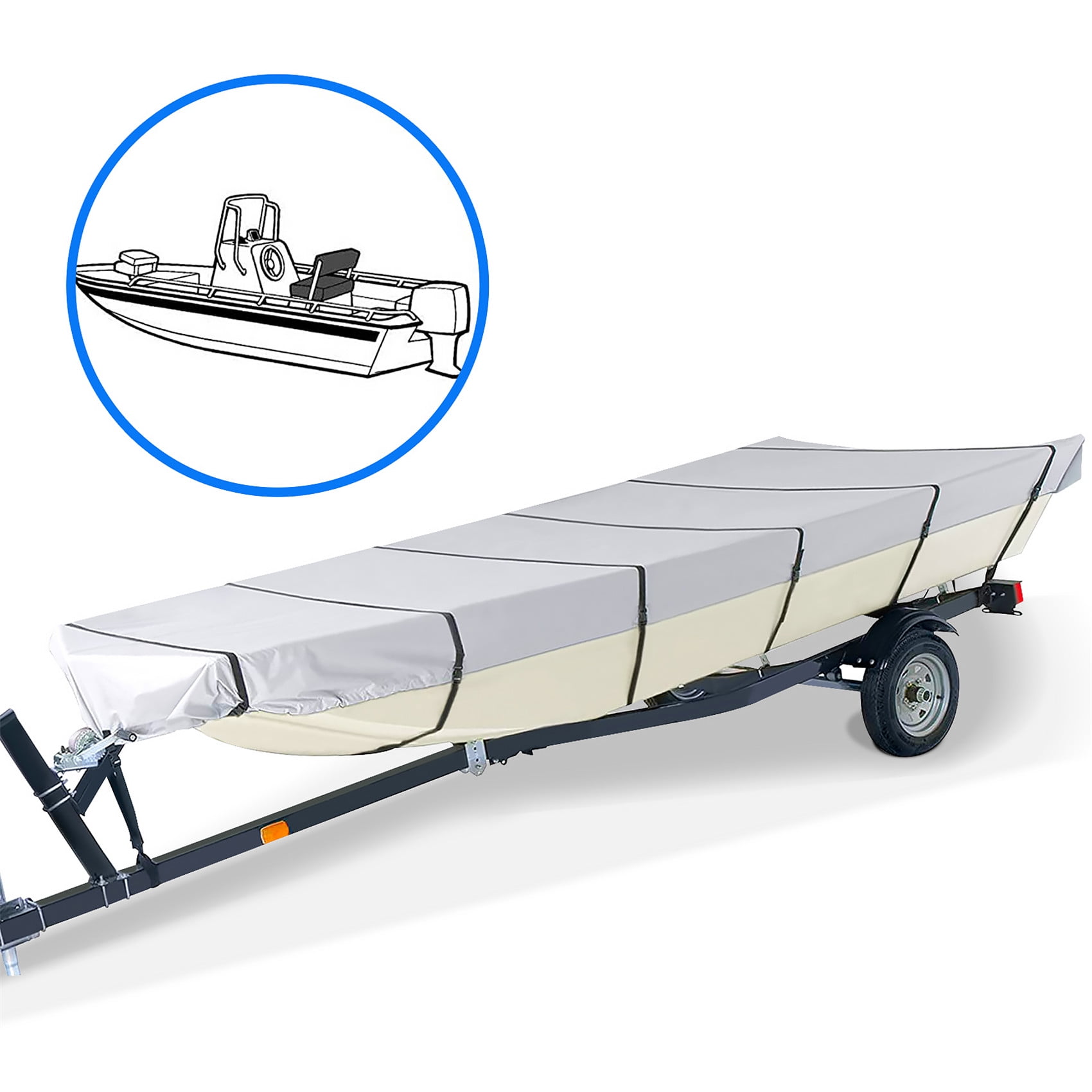 EPOTOOR Waterproof Heavy Duty Trailerable Jon Boat Cover Replacement