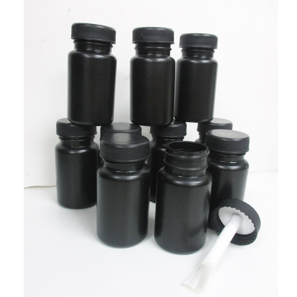 10 Empty Plastic Bottles Brush Applicator Cap Arts Craft Paint Jar