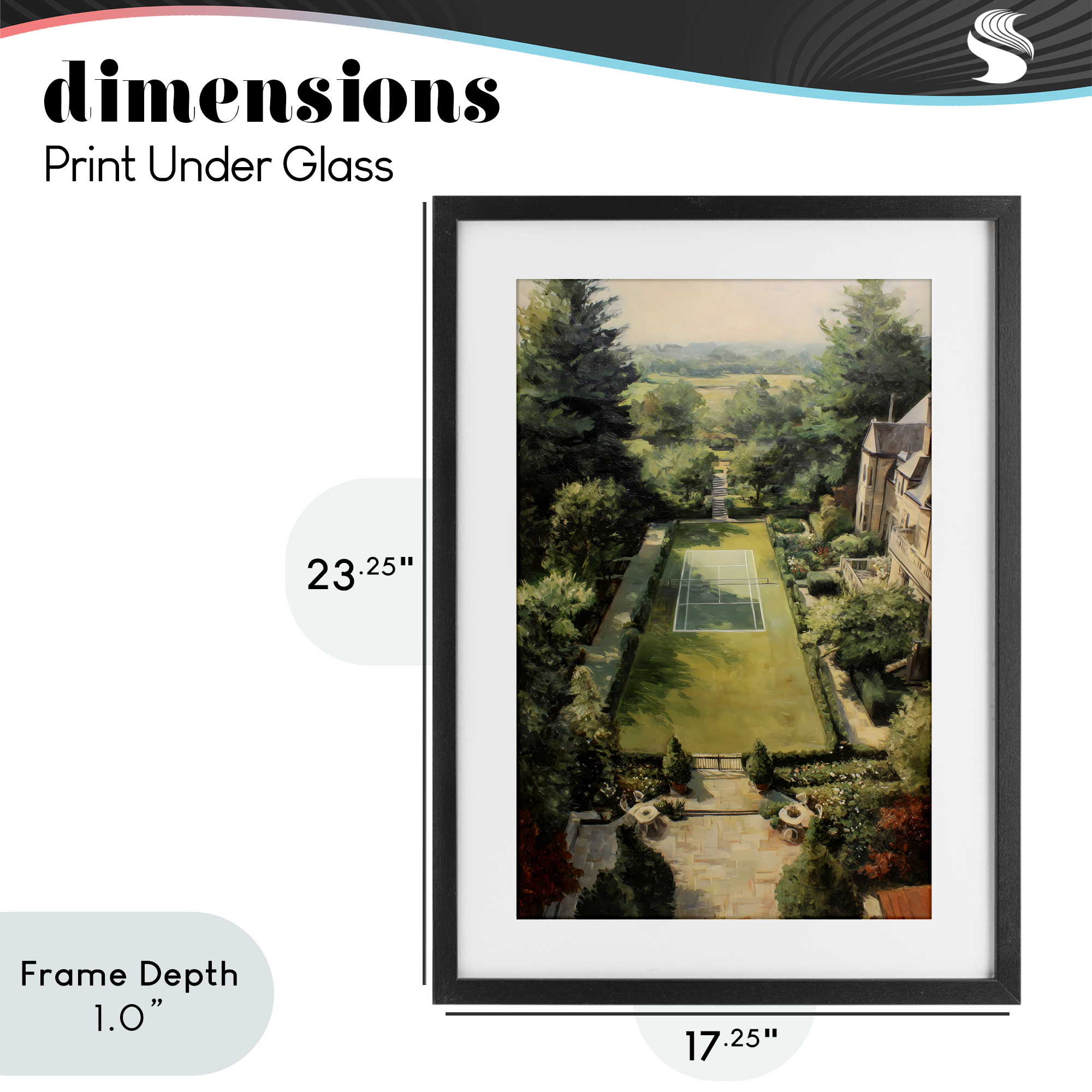 Stupell Industries Vintage Tennis At The Manor Black Framed Print Under Glass, design by Petal Prints Design