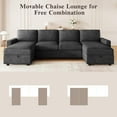 thumbnail image 3 of Miekor Furniture 103.9" Sectional Sofa Convertible Sectional Sofa U-shaped Sofa with Two Storage Chaise Lounges and Four USB Ports for Living Room, Black MK6188, 3 of 12