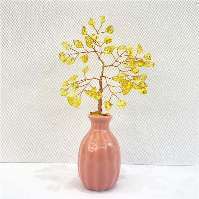 Árbol del dinero Árboles de la Plantas artificiales Bonsai Salón Festival Prosperidad año de nuevo Decoración Adornos Decoraciones chinas de la Rosa Macarena Árbol de la suerte
