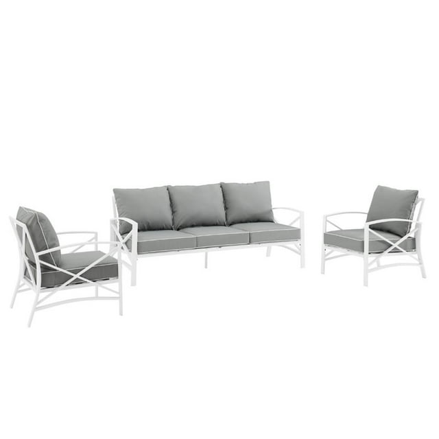 Crosley Kaplan Ensemble de Canapé d'Extérieur 3 Pcs Gris