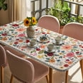 thumbnail image 3 of Watercolor Flowers Table Cloths for 6 Foot Rectangle Tables, Rustic Spring Floral Botanical Beige Patio Waterproof Elastic Fitted Tablecloths, Washable Rectangular Table Cover for Camping, 3 of 8