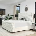 thumbnail image 2 of Jennifer Taylor Home Brooklyn Tufted Shelter Wingback Panel Bed Antique White Polyester King Polyester Blend, 2 of 5