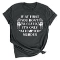 thumbnail image 1 of Tops de Mujer Elegantes Blusas Casuales Camisas de Moda Suelta Cuello Redondo Estampado de Letras Camiseta de Manga Corta Odeerbi ODB167043, 1 of 8