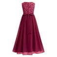 thumbnail image 3 of IBTOM CASTLE Flower Girl Dresses Junior Wedding Bridesmaid Prom Party Chiffon Floral Lace Flowy Maxi Princess Pageant Long Communion Gown 7-8 Years Wine Red, 3 of 8