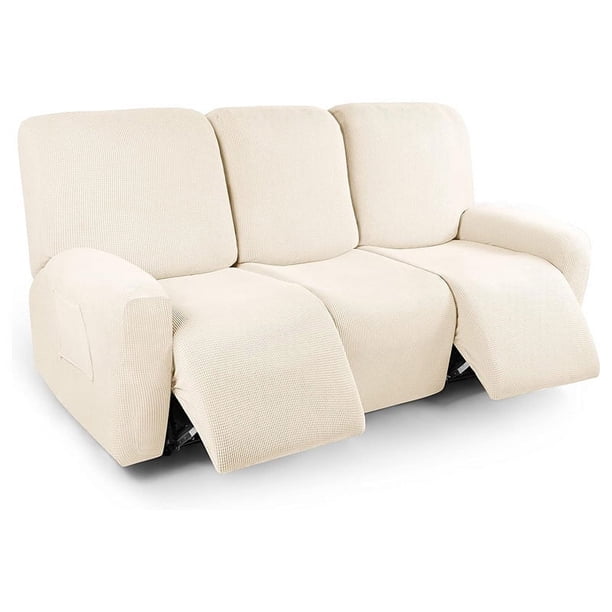 Xiao Hua Funda de sofá elástica beige, funda de sillón de forro polar grueso, funda protectora para sofá de salón, 3 plazas