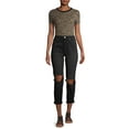 thumbnail image 5 of No Boundaries Junior Womens' Super High Rise Destructed Relaxed Mom Jeans, 5 of 6