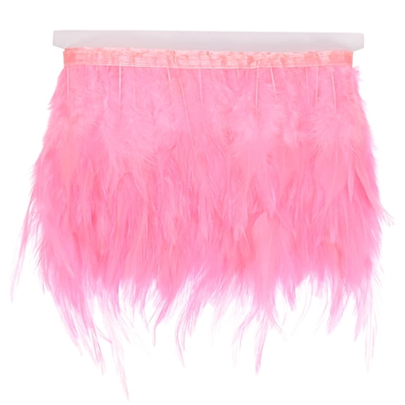 Uxcell Rooster Feather Trim Fringe, 5 Yards 3-5" Natural Fluffy Feather Trim for Crafting [Pink]