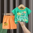 thumbnail image 2 of KPOPLK Baby Boy Girl Summer Outfits Plaid Short Sleeve T - Shirt Top with Truck Print Shorts Set clothes for boys one year(18-24 Months,Green), 2 of 3