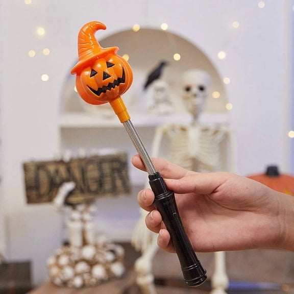 Halloween Light up Toys, Hand Held Pumpkin Ghost Light Up, Pumpkin Ghost Shape LED Wands, Spooky Ghost Flashing Wand for Halloween Party Trick Or Treat Cosplay Supplies, Goody Bag Fillers