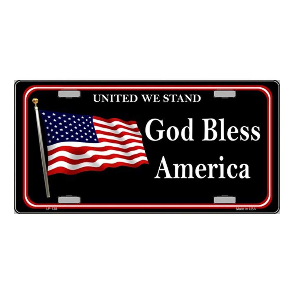 Patriotic USA God Bless America Aluminum Vanity License Plate Tag New Silver 