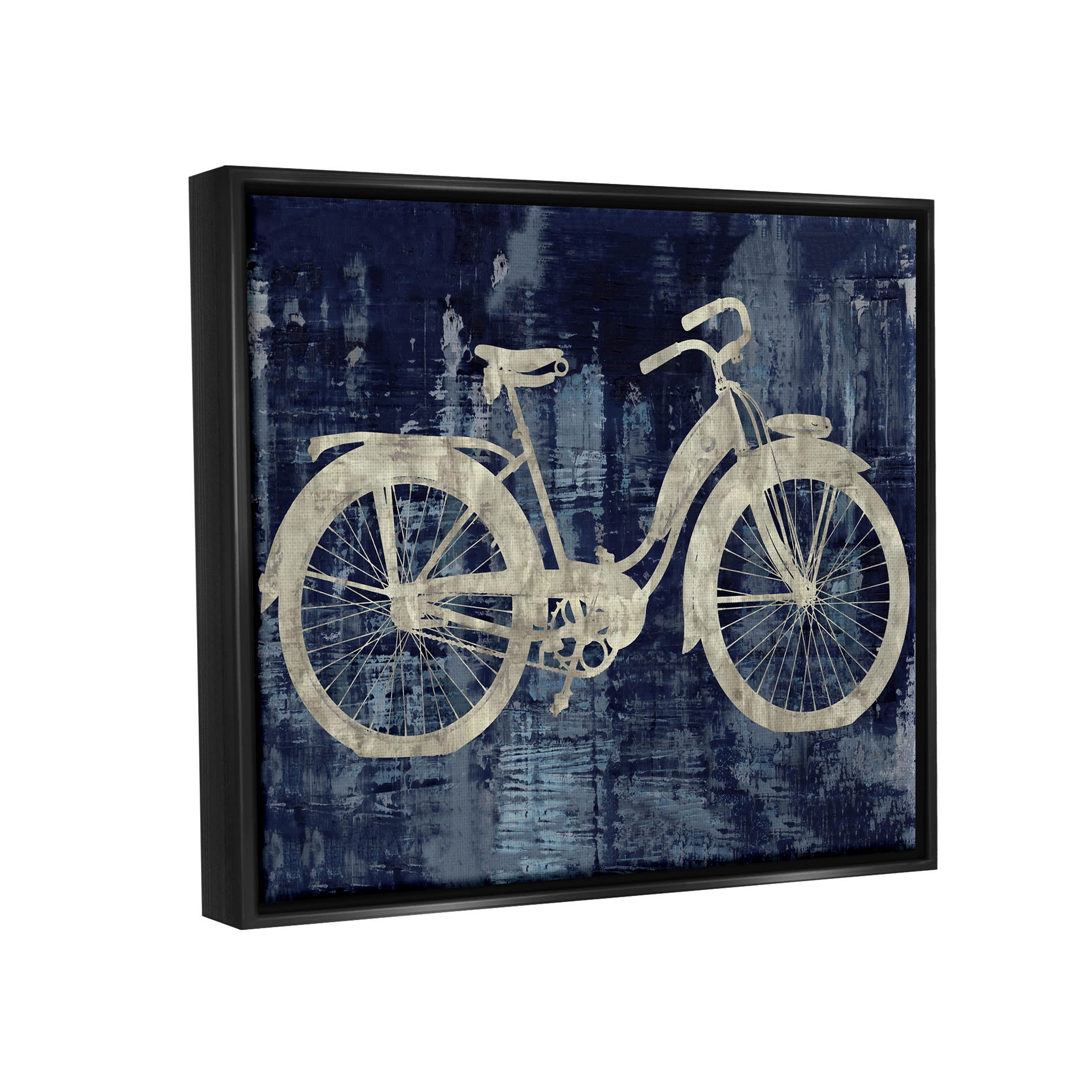 Rustic Bicycle Brushed Silhouette Transportation Graphic Art Jet Black Framed Art Print Wall Art