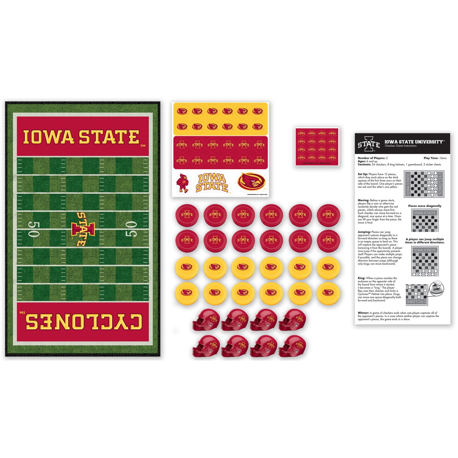 MasterPieces Officially licensed NCAA Iowa State Cyclones Checkers Board Game for Families and Kids ages 6 and Up