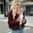 thumbnail image 5 of SWSMCLT Women's Cable Knit Cardigan Sweater Baggy Button Crew Neck Comfy 2025 Cardigan Sweaters Acrylic Burgundy Large, 5 of 5