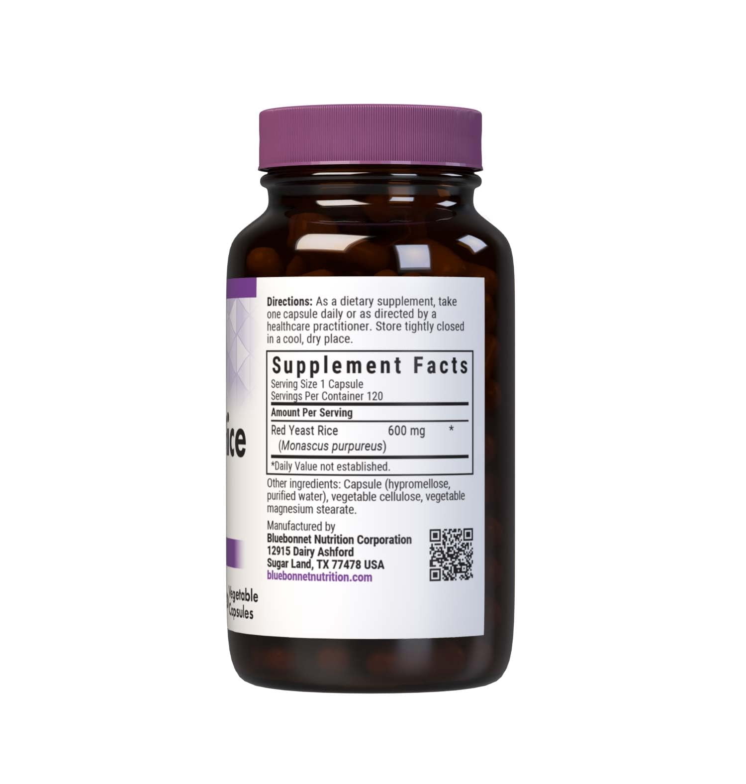 Bluebonnet Nutrition Red Yeast Rice 600mg, Heart Health*, 120 Vegetable Capsules, 120 Days