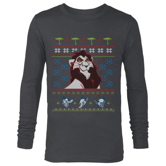Disney Villains The Lion King Scar Ugly Christmas Sweater - Long Sleeve T-Shirt for Men - Customized-Charcoal Heather