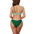 thumbnail image 3 of INSPIRAR CHIC Conjuntos de Bikini de Color Contrastante con Cruce Frontal para Mujeres, 2 Piezas, Top con Tirantes, Parte Inferior de Triángulo Tied, Trajes de Baño Grande Verde, 3 of 5