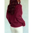 thumbnail image 5 of Women's Oversized Sweater Sexy Deep V Neck Long Sleeve Cable Knit Sweater Loose Sweater Tunic Pullover, 5 of 9