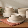 thumbnail image 5 of Gibson Elite Deerfield 16-Piece Stoneware Dinnerware Set – Stackable Plates and Bowls, Reactive Glaze Finish, Service for 4 - Cream White, 5 of 18