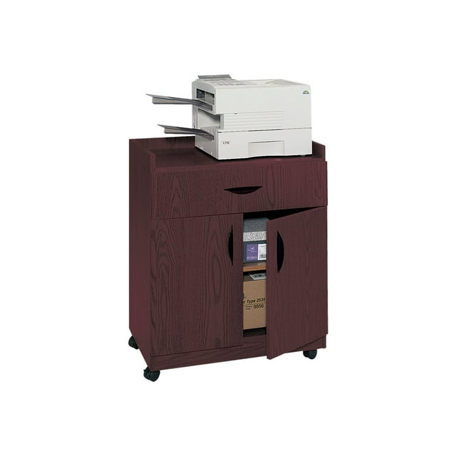 Safco Deluxe Mobile Machine Stand - Printer stand with cabinet - mahogany