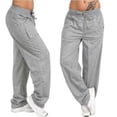 thumbnail image 2 of Pantalones Pantalones deportivos sueltos Pierna recta Casual Mujer Pantalones deportivos, Gris claro, L seitruly AP002164-03, 2 of 7
