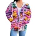 thumbnail image 2 of Puntoco Blusa Estampada De Moda Para Mujer, Blusa De Manga Larga, Sudadera Con Bolsillos Y Capucha, 2 of 5