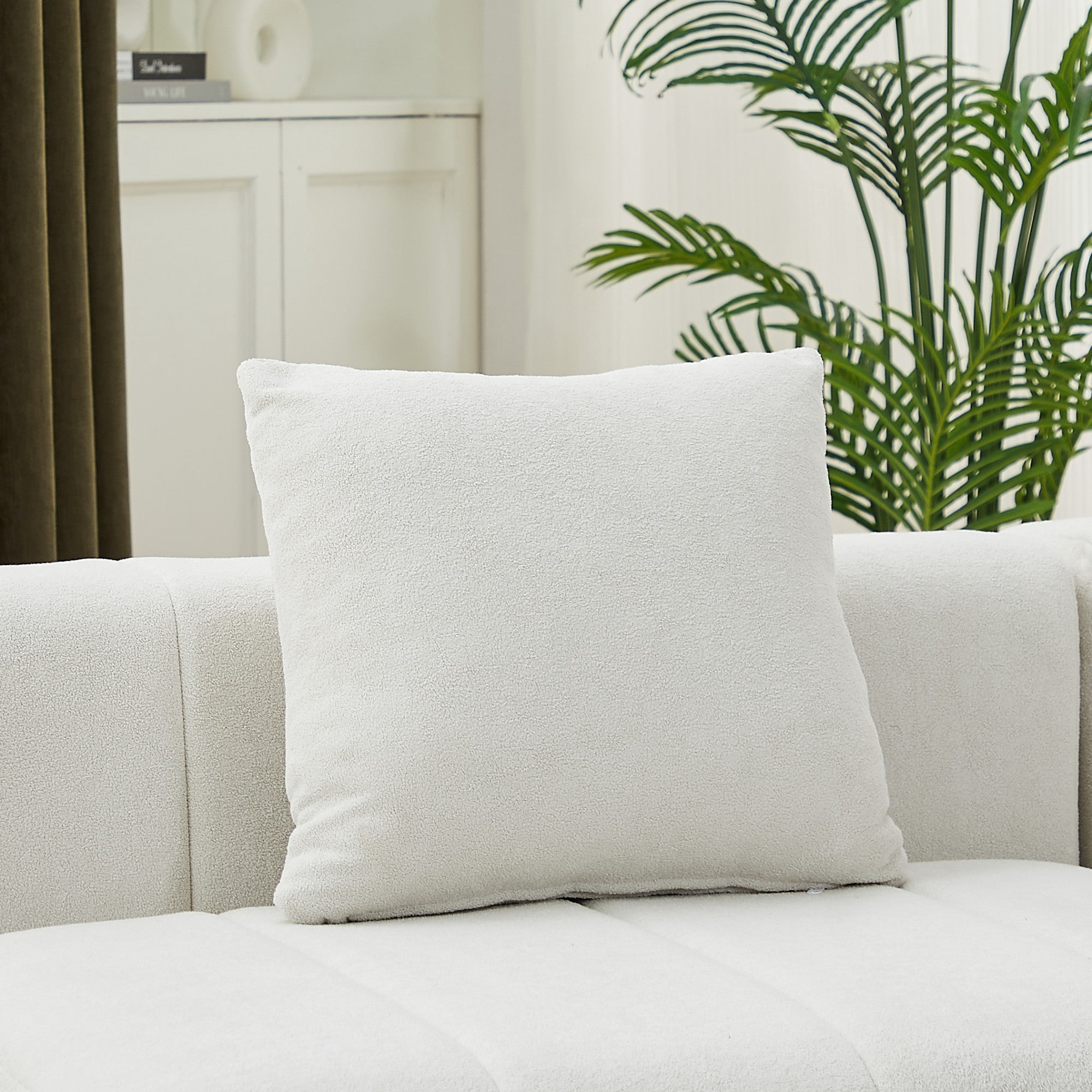 Sailvan Chenille Semi Circular Sofa Sectional, Curved Symmetrical Modular Couch with 2 Pillows for Living Room, Office, No Assembly Required Beige