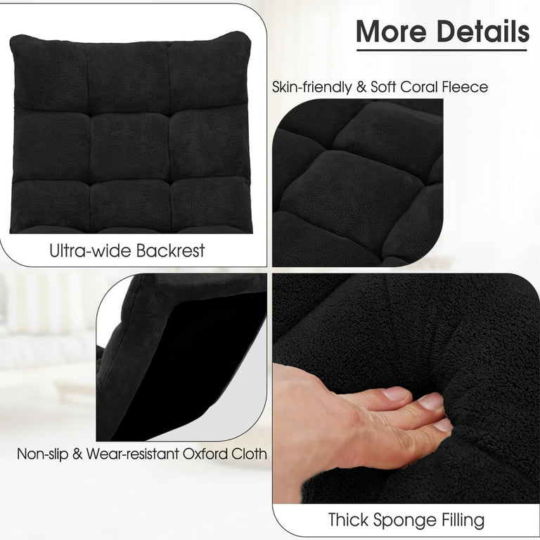 Costway Adjustable 14 Position Floor Chair Folding Lazy Gaming Sofa Chair Cushioned Black