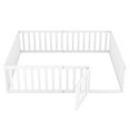 thumbnail image 5 of Queen Size Wood Floor Bed Frame with Fence and Door, White, 5 of 9