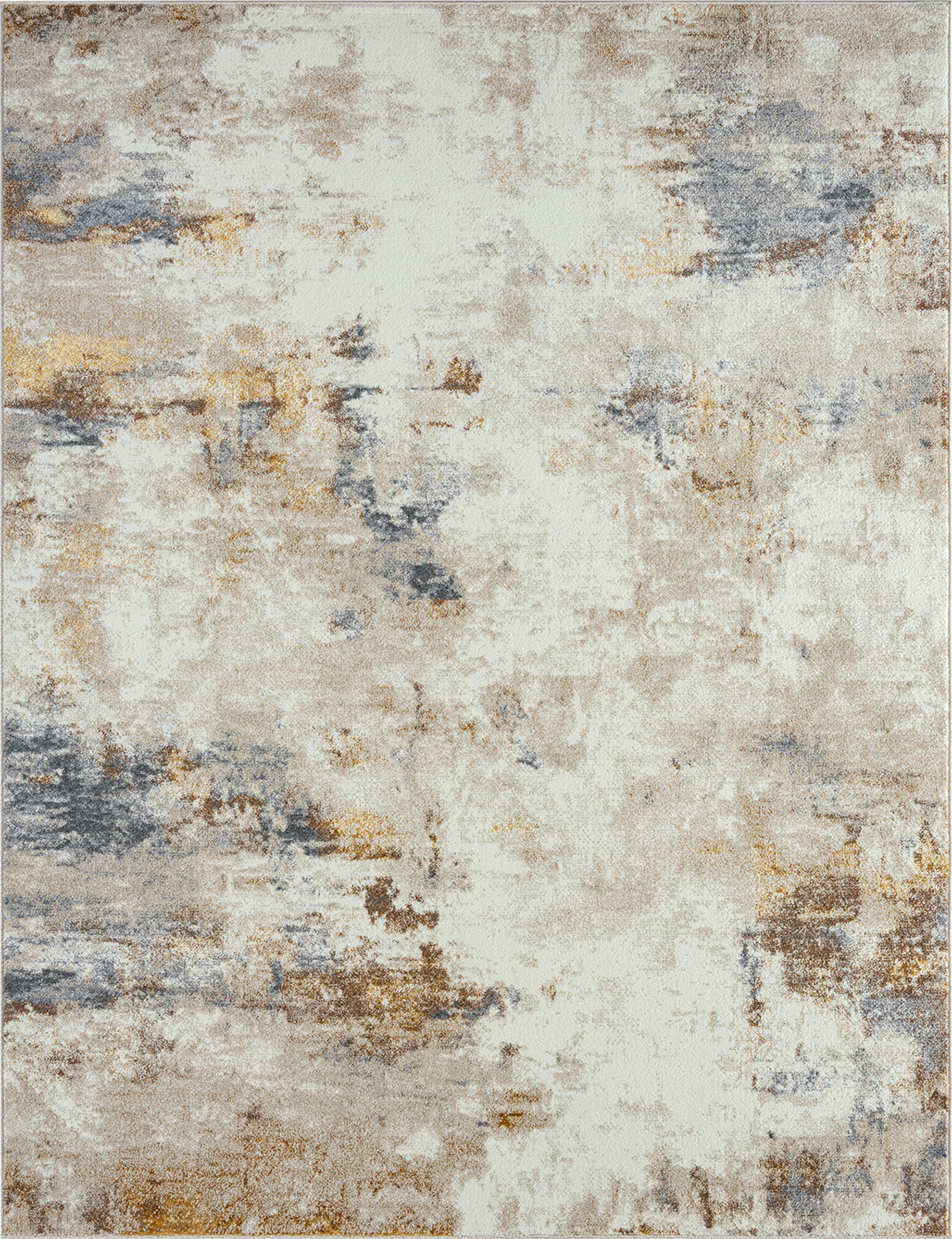 Contemporary 5x8 Area Rug (5'3'' x 7'3'') Abstract Yellow, Gray Living Room Easy to Clean