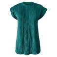thumbnail image 4 of Tiqkatyck Women Summer Tops, Women's Fashion Short Sleeve Solid Color Round Neck Loose T Shirts, Shirts for Women Light Blue L, 4 of 6