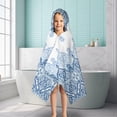 thumbnail image 6 of Blue Ethnic Floral Border Pattern Hooded Bath Towel，50"x30" for Ages 3 To 12 Kids, Quick Dry Lightweight Soft Microfiber Hood Beach Towel Cover Up for Kids, 6 of 7
