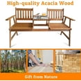 thumbnail image 3 of NiamVelo Outdoor Bench, 2 Person Wooden Garden Chair Front Porch Bench with Umbrella Hole Table and Armrests Lawn Chairs Outside for Pool Beach Backyard Balcony Yard , Natural Oiled, 3 of 7