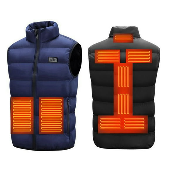 EUBUY Electric Heated Vest with 9 Heating Panels Men Women Electric Heating Jacket USB Rechargeable Winter Thermal Warm Vest Body Warmer for Outdoor Fishing Hunting L Dark Blue