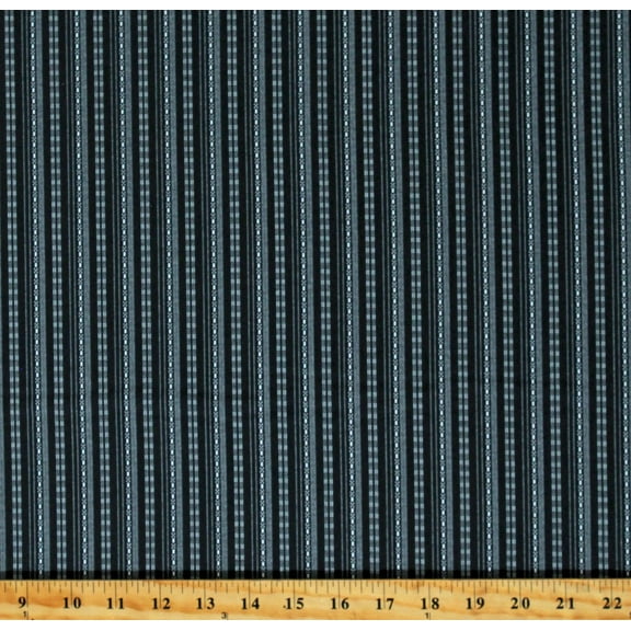 Cotton Stripes Striped Design Black Charcoal Gray Greige Goods Sheryl Johnson Cotton Fabric Print by the Yard (R310247-NIGHT)