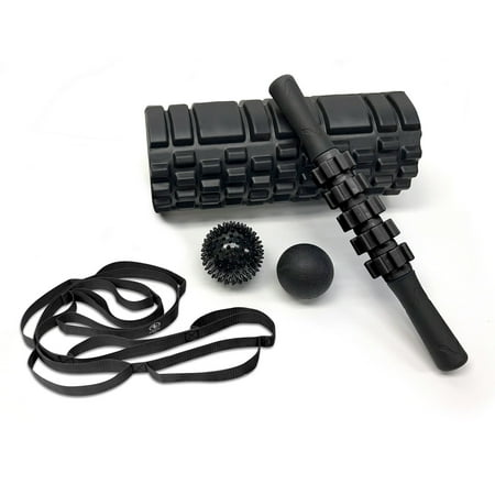 Athletic Works Full Body 5-Piece Fitness Recovery Kit Includes Carry Bag Black