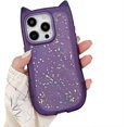 thumbnail image 6 of for iPhone Case,Cute Glitter Sparkle Sparkly Silicone Cat Ear Translucent Frame Shape Camera Lens Protection Soft Shockproof Phone Case (Black,iPhone 13 Pro Max), 6 of 6