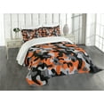 thumbnail image 3 of Ambesonne Camo Quilted Bedspread Set 3 Pcs, Modern Design, King Size, Orange Grey Black, 3 of 5