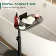 thumbnail image 6 of Bamboo Bathtub Tray Table with Adjustable Height, Freestanding Bathtub Caddy for Tub Against Wall, Tub Organizer Suitable for Luxury Spa and House Warming Gift - Patent Protected (Black), 6 of 7