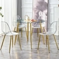 thumbnail image 6 of 40" Round Glass Dining Table, Paproos Dining Table for 4, Kitchen Table with Gold Plated Metal Legs, Minimalist Glass Dining Room Table for Kitchen, Gold(Only Table), 6 of 8
