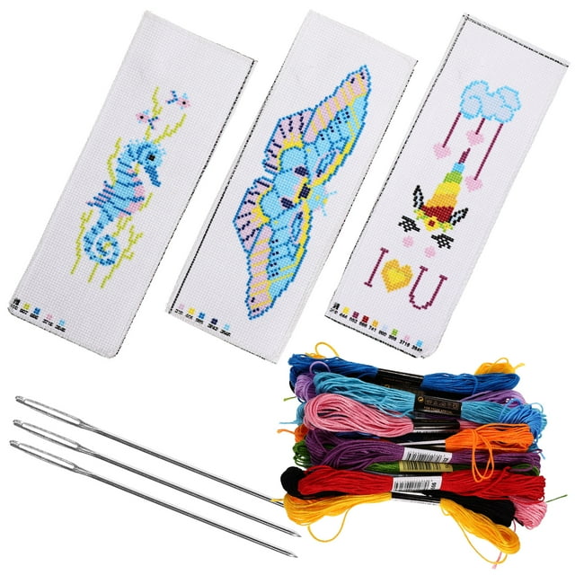 EeaseCA 3 Ensembles de Marque-Pages de Broderie Marque-Pages de Couture Broderie Kits de Marque-Pages Point de Croix