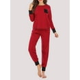 thumbnail image 4 of Pyjamas pour Femmes, Ensemble de Pyjamas 2 Pcs pour Femmes Rayé Col Rond Manches Longues Pantalon Poche Vêtements de Nuit Décontractés, 4 of 8