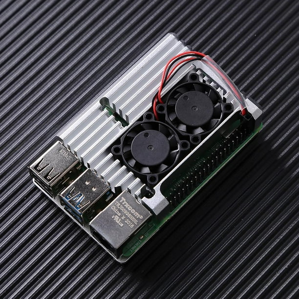 Recinto de aluminio Ventilador de refrigeración + Herramientas para Raspberry Pi 4 Modelo B Accesorios para computadora de escritorio JShteea Nuevo