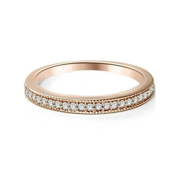 Pompeii 1/10ct Lab Grown Diamond Stackable Milgrain Wedding Ring 14K Rose Gold (F,VS/SI)