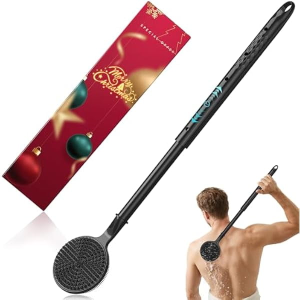 wonima11 Back Scrubber for Shower, 24in Adjustable Handle Body Brush, Double Sided Shower Brush for Shower Exfoliating and Massage Can Produce Rich Foam, Long Handle Back Scrubber for Men (Circular)
