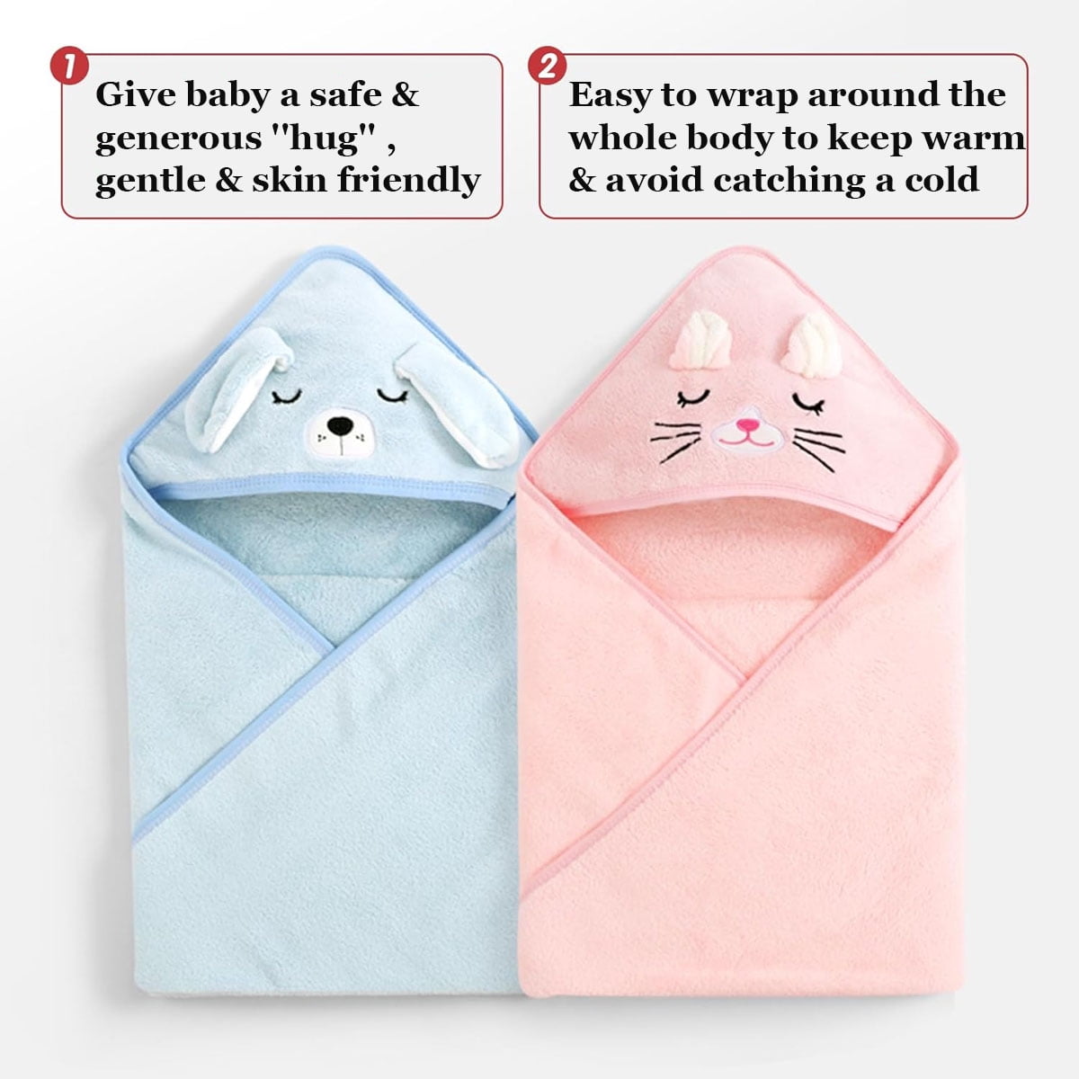 Baby Hooded Towel, 4-Packs Baby Essentials Baby Towels for Boys Girls,31.5x31.5 inch Soft Ultra Absorbent Hooded Towel Set for Babies, Toddler, Infant Gifts
