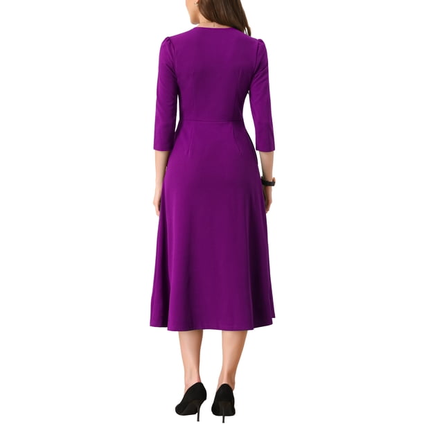 dark purple work dress Solid Lace Work Dress-Dark Purple Silayi Pret